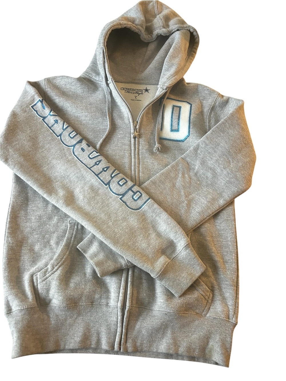 Dallas Cowboys woman’s Grey Zip-Up Hoodie L like new